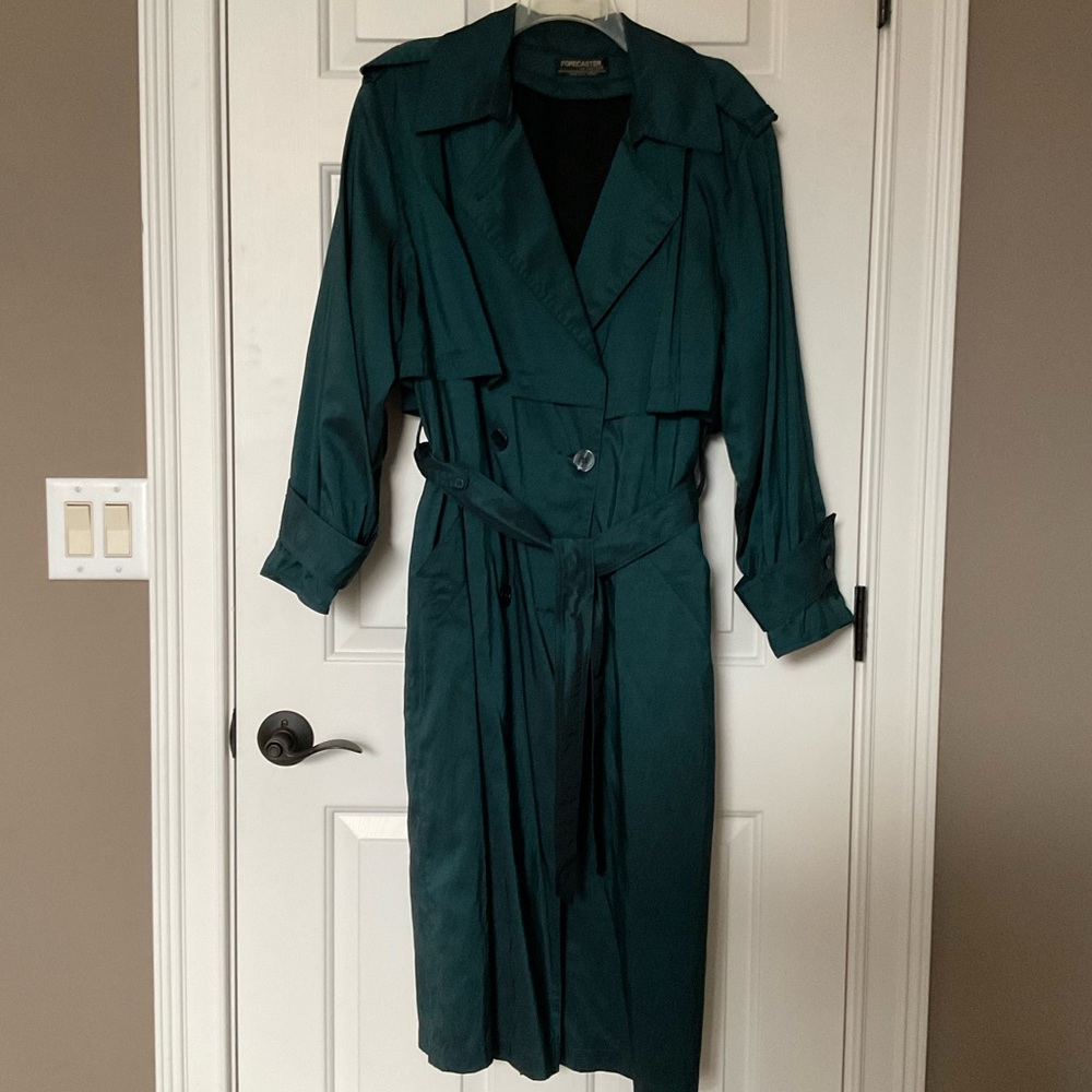 Forecaster of Boston Trench Coat Women’s Sz Large Teal Green w/zip out lining